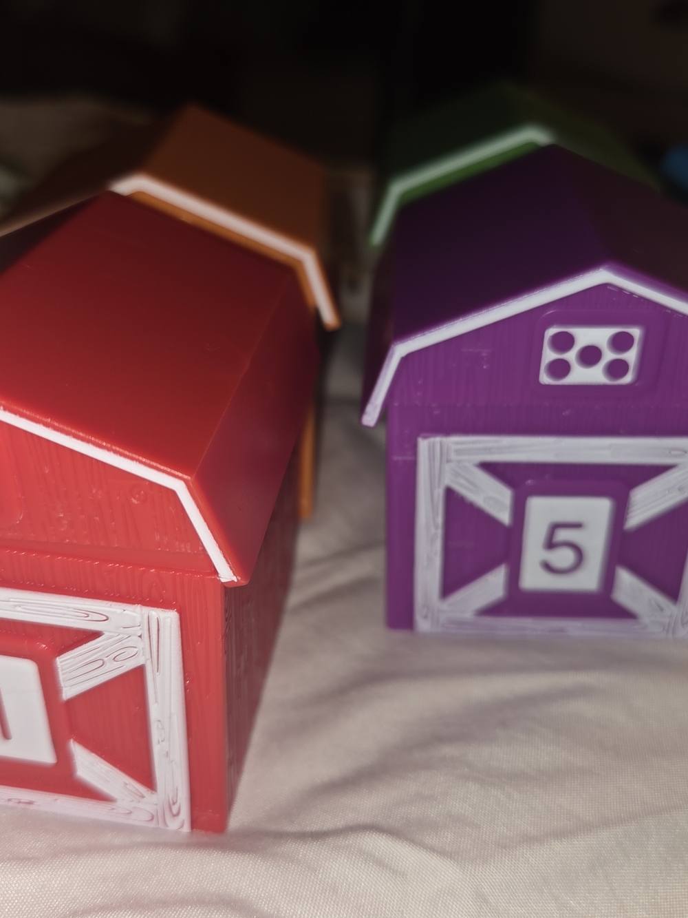 Colorful Toy Number Barns - Red & Purple